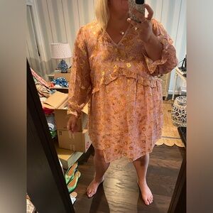 NWT! ELOQUII V-Neck Dress in Light Pink / Size 24